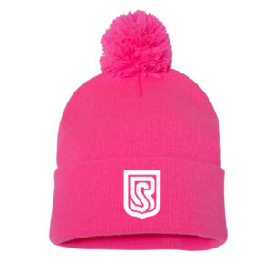 Tuque à pompon rose neon